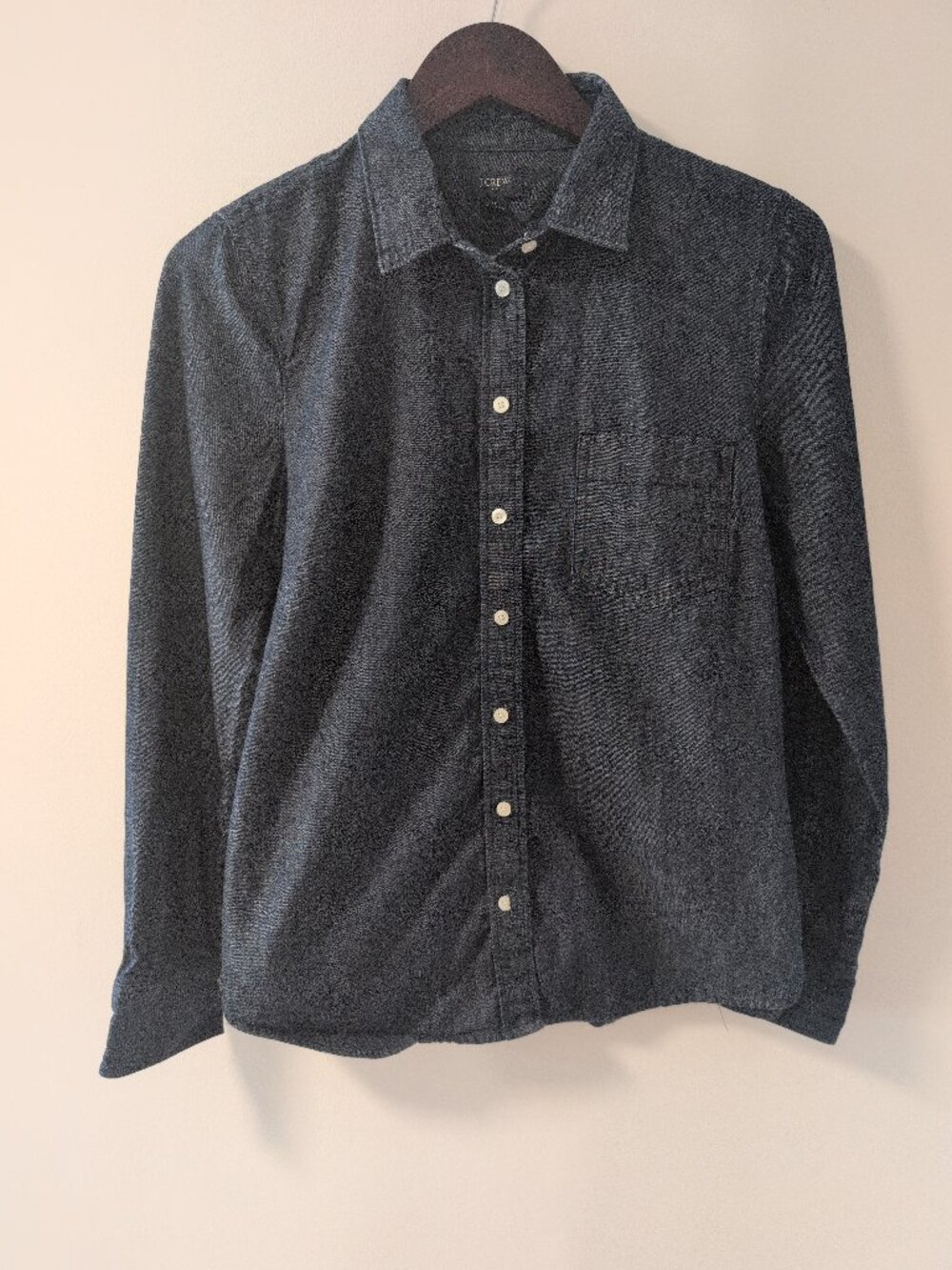J Crew Faux Denim Dark Blue Button Down Shirt Small